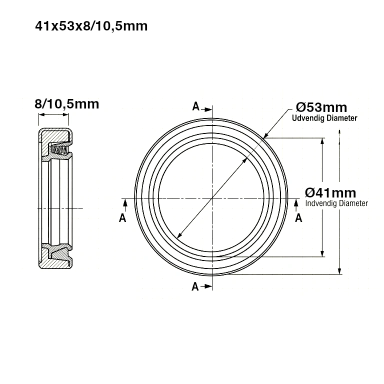 pakdåser & støvkapper oem mål 41x53x8/10,5 mm