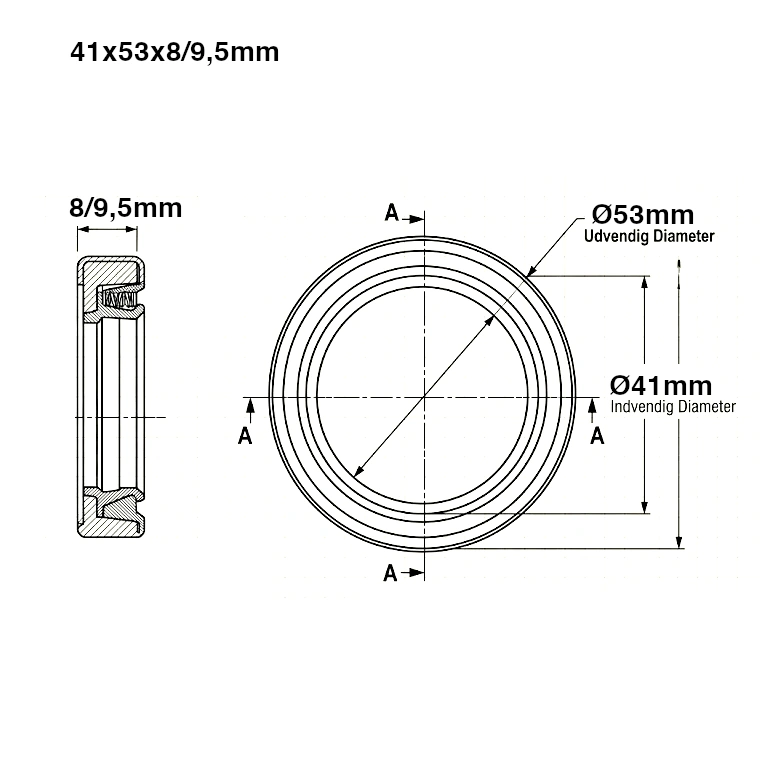 pakdåser & støvkapper oem mål 41x53x8/9,5 mm