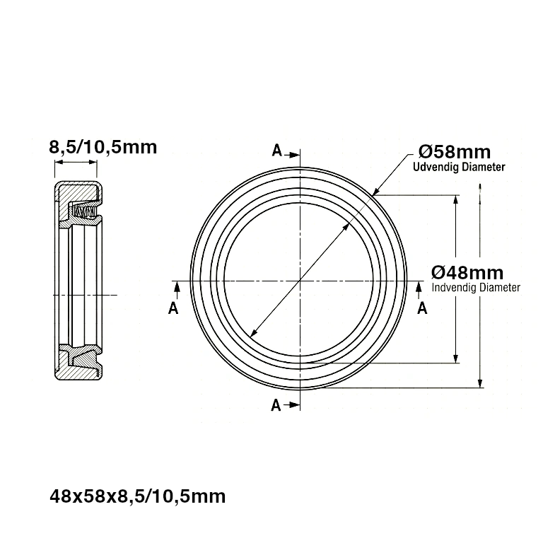 pakdåser & støvkapper oem mål 48x58x8,5/10,5 mm