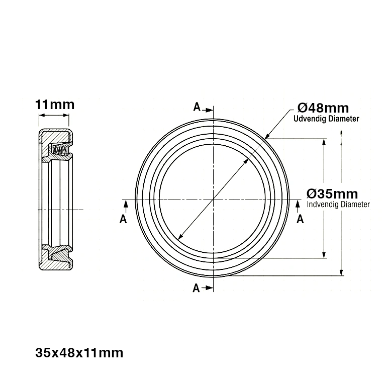 bmw oem pakdåser & støvkapper mål 35x48x11 mm