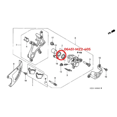 06451-MZ2-405 honda stempelbremsekaliber bagbremse 06451MZ2405