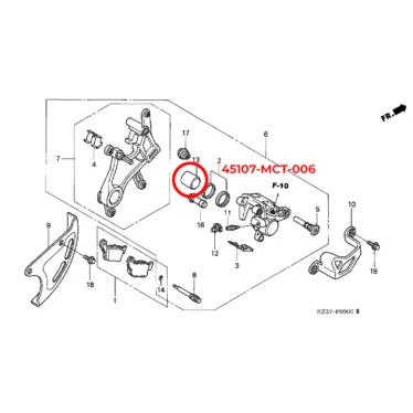 45107-MCT-006 honda stempelbremsekaliber bagbremse 45107MCT006