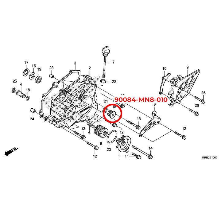 honda hætte, 14mm, sidedæksel 90084-MN8-010