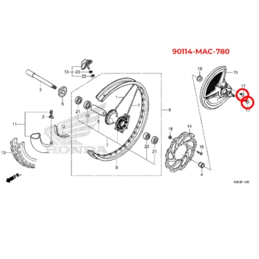90114-MAC-780-B honda bolt, f. skive, afskærmning original reservedel