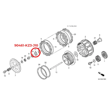 honda spændeskive, kobling, lås, 18mm 90461KZ3J10 90461-KZ3-J10