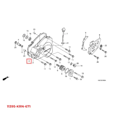 honda pakning, v. afskærmning 11395-KRN-671 11395KRN671
