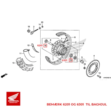 honda 6301 baghjul leje