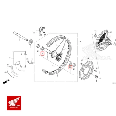 HONDA Hjulleje/forhjulsleje 20x37x9MM CRF/KX/EXC/SX/RM/YZ