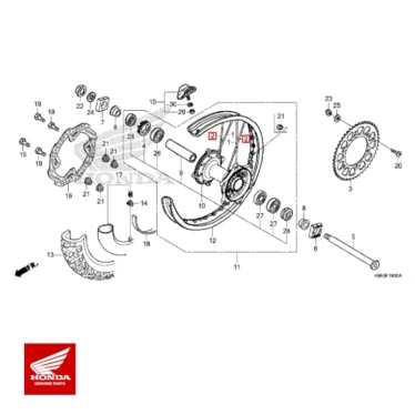 HONDA Original Eger Sæt Bag Yderside CRF250RX CRF450R X