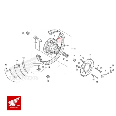HONDA Original eger sæt baghjul, f. (b10x123.0) yderside CRF125