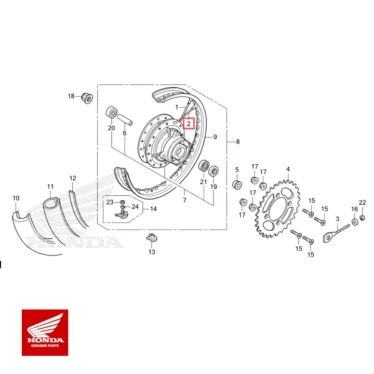 HONDA Original eger sæt baghjul, f. (b10x146.0) yderside CRF125FB