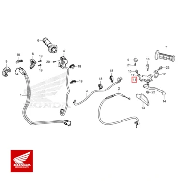 honda original holder, v. håndtag, arm crf125f 53172-K28-910