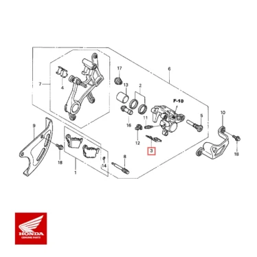 honda original fjeder, underlag, calliper, bagbremse cr/crf