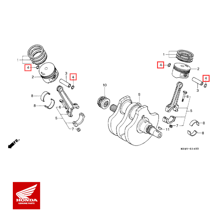 honda original clips, stempelpind, 18mm
