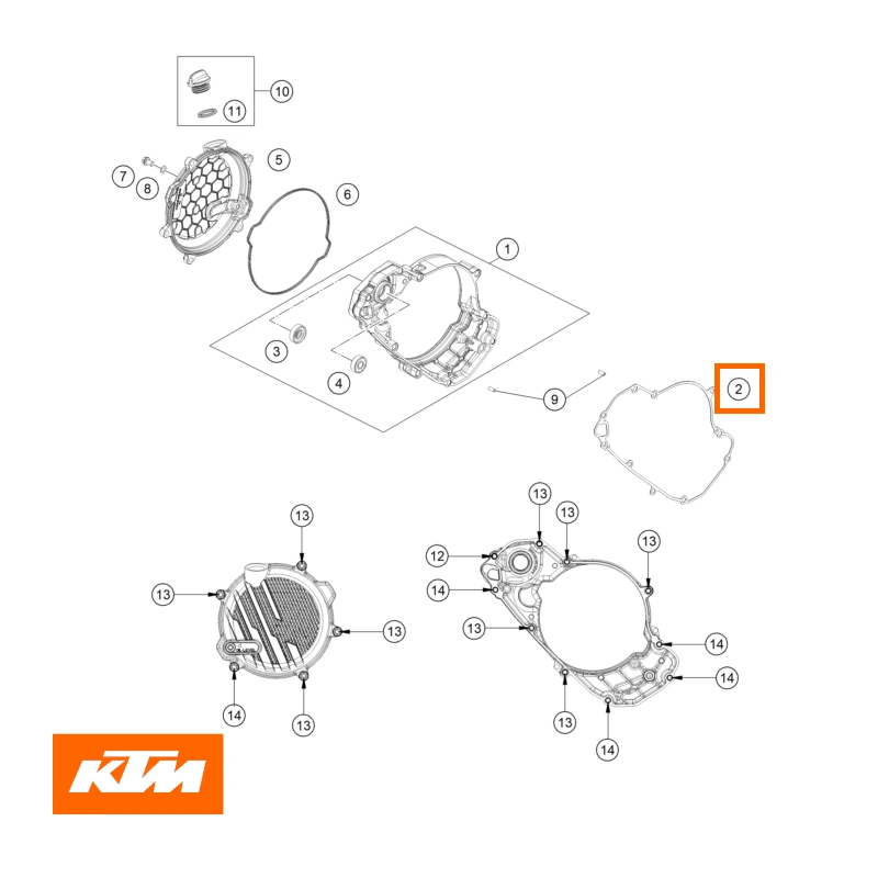 ktm koblingsdæksel indre cover sx125/exc